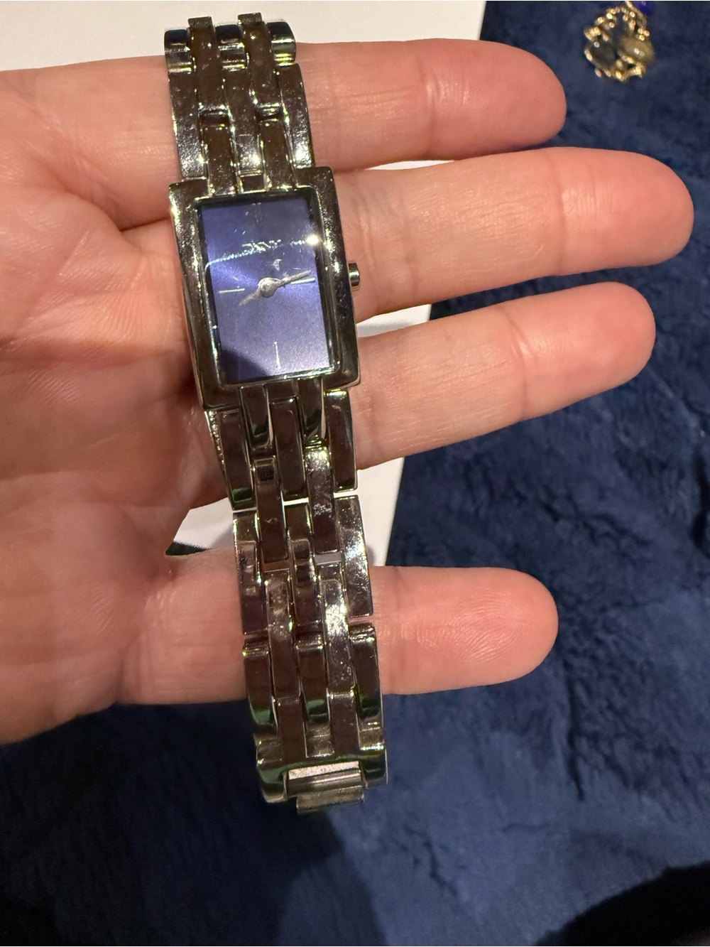 DKNY Silver Link Bracelet Watch with Blue Dial